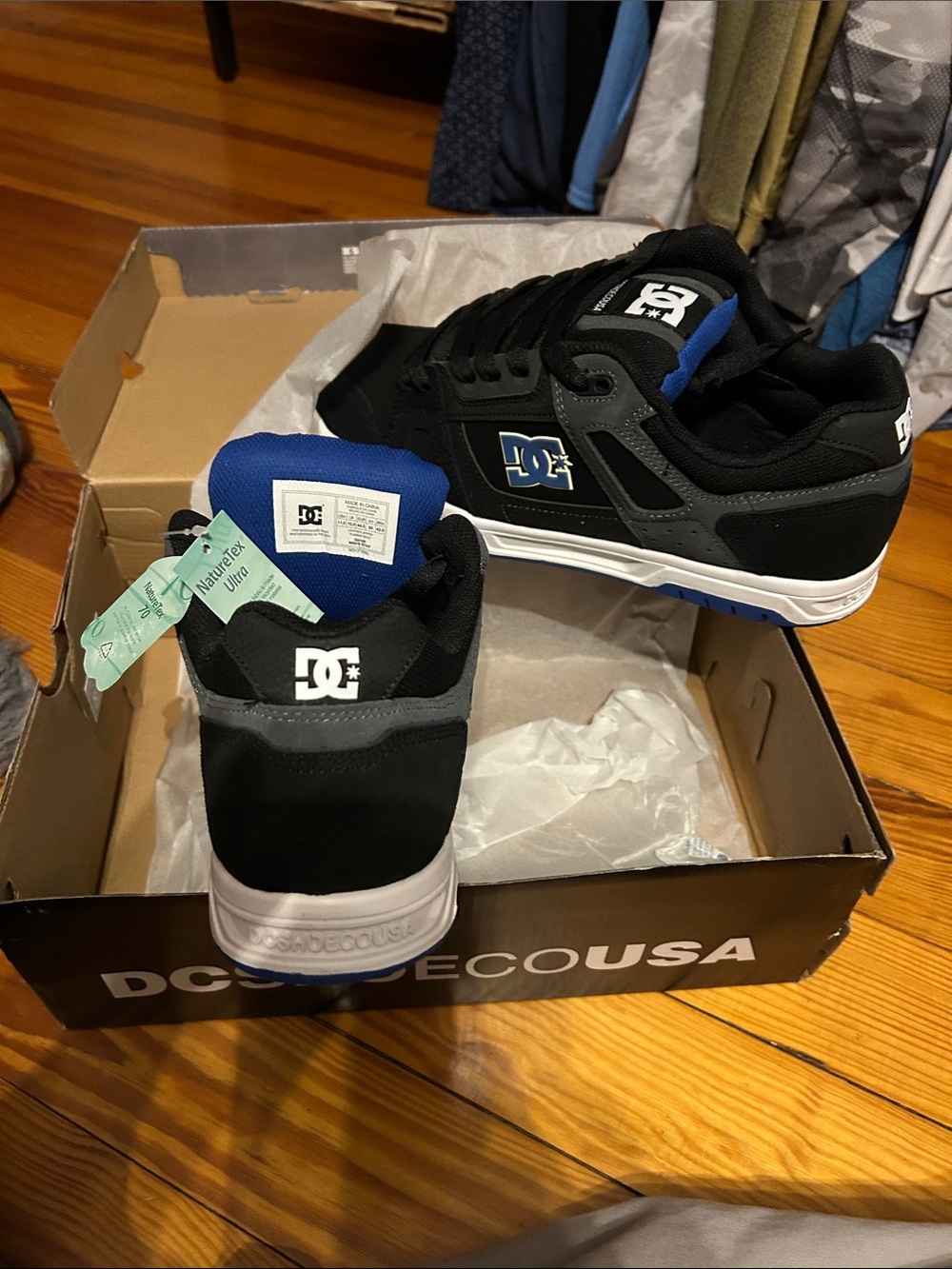 DC Youth Skate Sneakers - Black, Blue & Gray